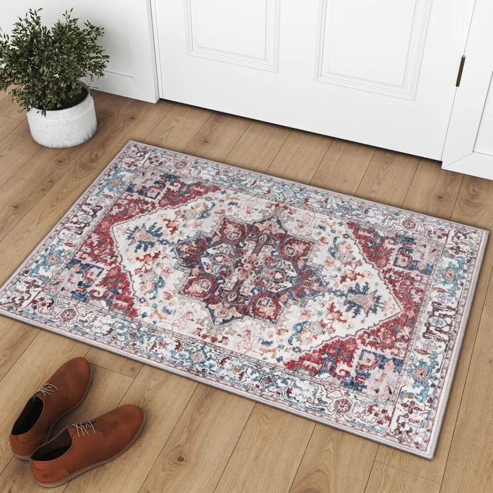 Boho Tribal Area Rug - 2X3 Distressed Small Entryway Rug Doormat Bohemian Faux W